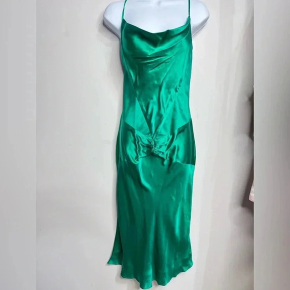 Vintage Dolce Jovani 100% Silk Green Slip Dress Size 4 - Picture 1 of 10